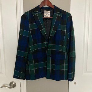 Baum Und Pferdgarten Luxury Plaid Blazer in Black/Blue/Green (size 34)